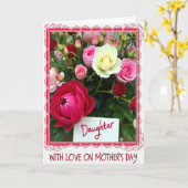 Moederdag kaart met rozen dochters (Gele Bloem)