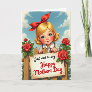 Moederdag kaart met rozen hekwerk