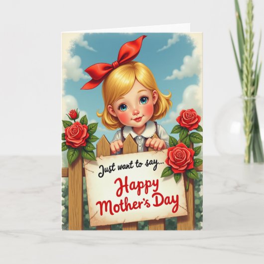 Moederdag kaart met rozen hekwerk (Voorkant)