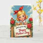 Moederdag kaart met rozen hekwerk (Gele Bloem)