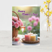 Moederdag kaart met rozenmandje (Gele Bloem)
