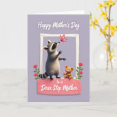 Moederdag kaart met schattig dier (Gele Bloem)