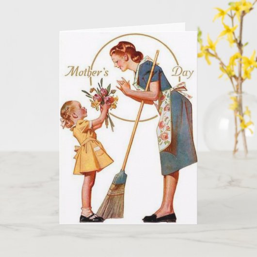 Moederdag Kaart met Schattigee boodschap (Gele Bloem)