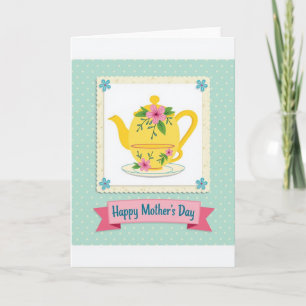 Moederdag kaart met theepot