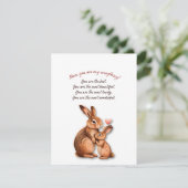 Moederdag Kaart met thema moeder en Baby konijn (Staand voorkant)