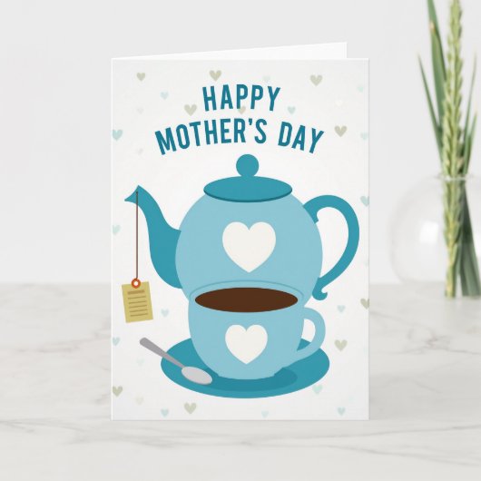 Moederdag kaart met turquoise hart (Voorkant)