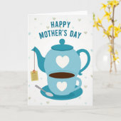 Moederdag kaart met turquoise hart (Gele Bloem)