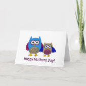 Moederdag kaart met uilen (Voorkant)
