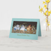 Moederdag kaart met veel vogels in nestgebied (Gele Bloem)