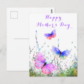 Moederdag kaart met vlinders (Voorkant / Achterkant)