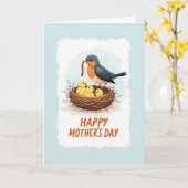 Moederdag kaart met vogel en nest (Gele Bloem)
