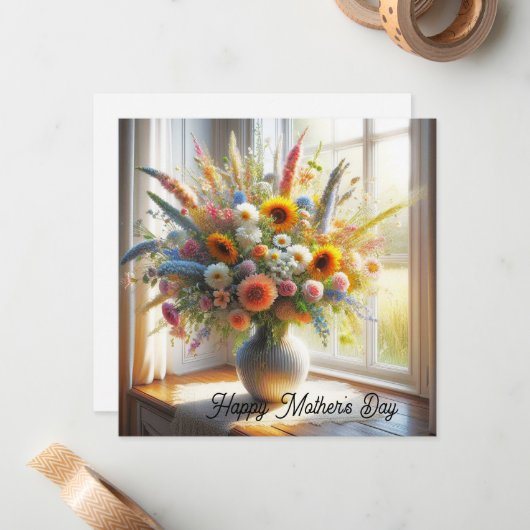 Moederdag kaart notitiekaartje (Voorkant / Achterkant in situ)