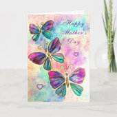 Moederdag Kaart Paarse roze buikvliegen (Voorkant)