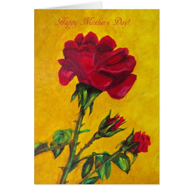 Moederdag kaart, Red Rose art (Voorkant)