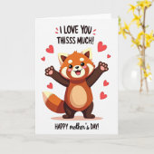 Moederdag kaart Rode Panda Liefde (Gele Bloem)