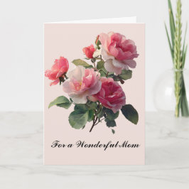 Moederdag kaart Roos Boeket Mooie Cute Bloemen