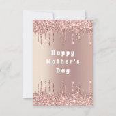 Moederdag Kaart Roos Goud Glitter Sparkle Drips (Voorkant)