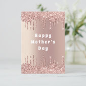Moederdag Kaart Roos Goud Glitter Sparkle Drips (Staand voorkant)