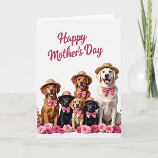 Moederdag kaart Roze Puppies (Voorkant)