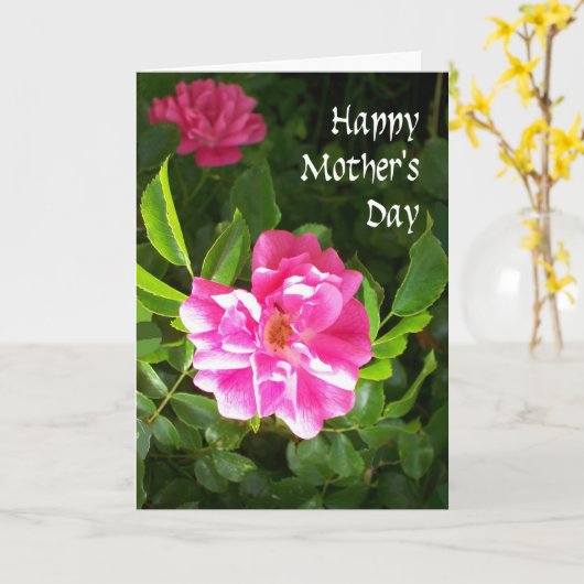 Moederdag Kaart - Roze Rozen (Gele Bloem)