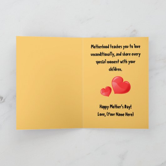 Moederdag Kaart, Samen met het moederschap komt... Kaart (Binnen)