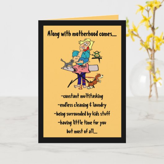 Moederdag Kaart, Samen met het moederschap komt... Kaart (Gele Bloem)