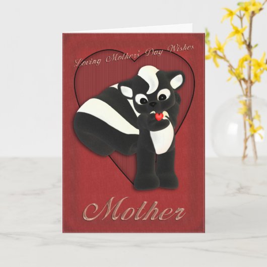 Moederdag kaart schattige stinkdier, Moederdag (Gele Bloem)