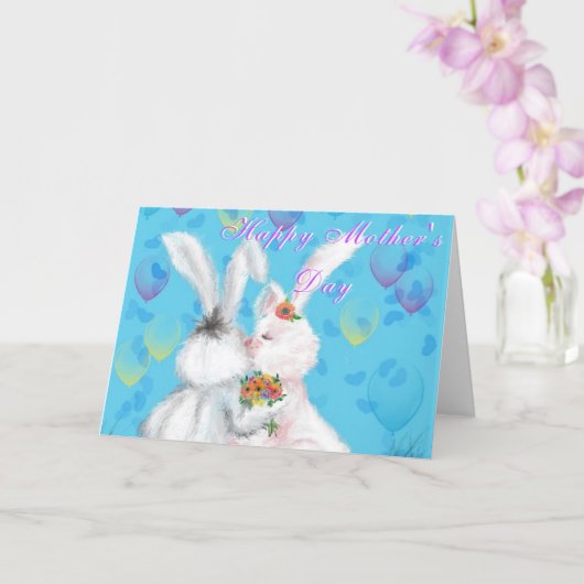Moederdag Kaart Schattigee Bunnies met Bloemen Gif (Orchidee)