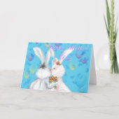 Moederdag Kaart Schattigee Bunnies met Bloemen Gif (Voorkant)