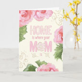 Moederdag Kaart - thuis is je moeder thuis (Gele Bloem)