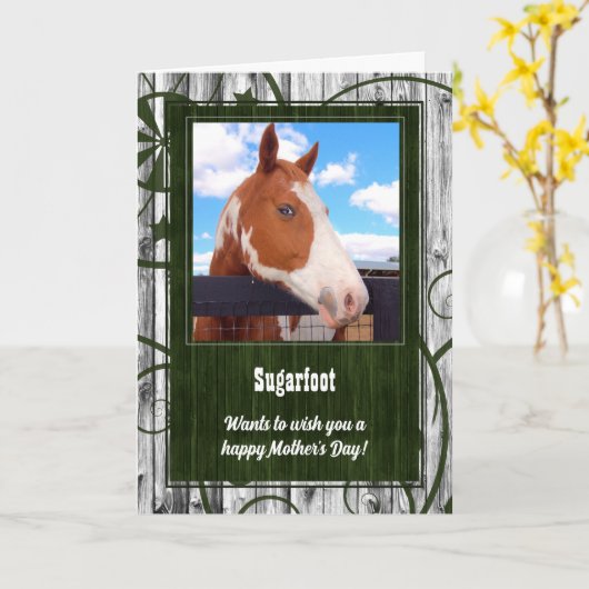 Moederdag Kaart van de foto van de paarden (Gele Bloem)