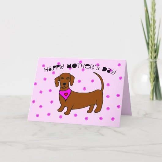 Moederdag Kaart van de Hond - Daschund (Voorkant)