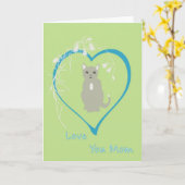 Moederdag Kaart van de kat (Gele Bloem)