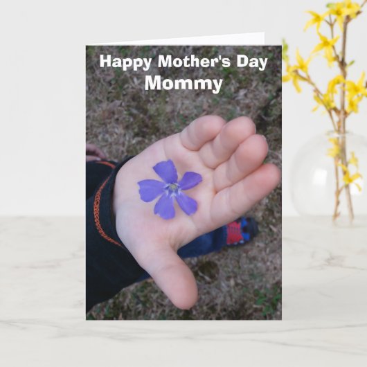 Moederdag Kaart van kindveilige Paarse ventilator (Gele Bloem)