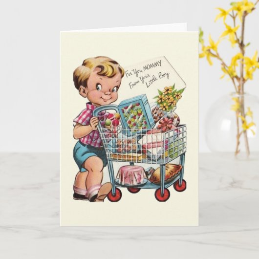  Moederdag Kaart van Little Boy (Gele Bloem)