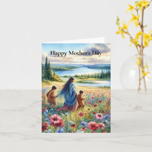 Moederdag kaart van Native Americans (Gele Bloem)