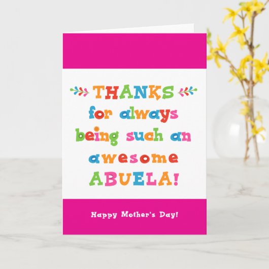 Moederdag Kaart voor Abuela (Gele Bloem)