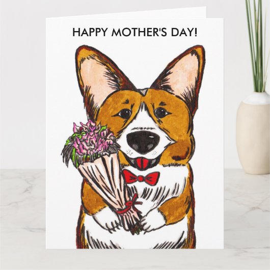 Moederdag Kaart voor Corgi Moms (Voorkant)