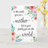 Moederdag Kaart, voor de wereld ben je een moeder Kaart (Gele Bloem)