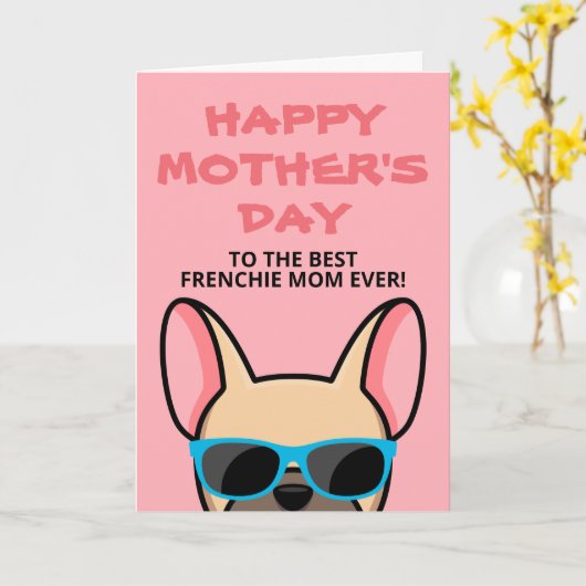 Moederdag kaart voor een jong hert Frans Bulldog k (Gele Bloem)