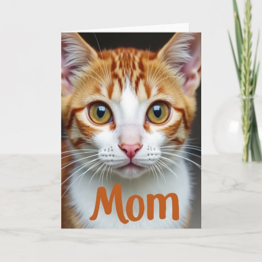 Moederdag kaart voor een kattenmoeder met een ging (Voorkant)
