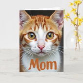 Moederdag kaart voor een kattenmoeder met een ging (Gele Bloem)