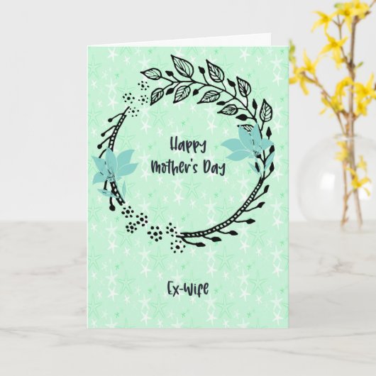 Moederdag Kaart voor Ex-Wife met Wreath (Gele Bloem)