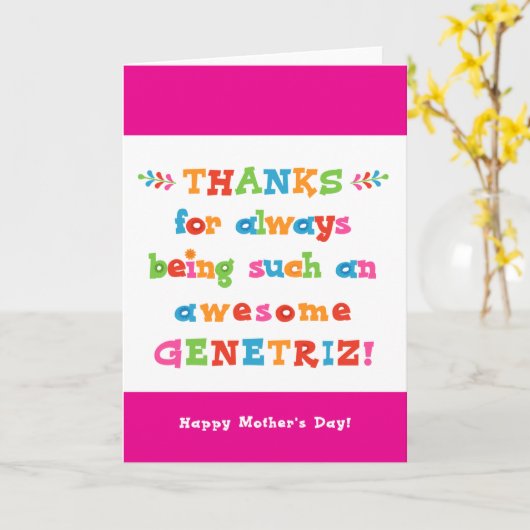 Moederdag Kaart voor Genetriz (Gele Bloem)