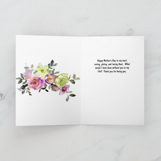 Moederdag Kaart voor Geweldige Tunt met Bloemen (Binnen)