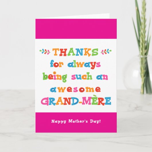 Moederdag Kaart voor Grand-Mère (Voorkant)