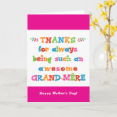 Moederdag Kaart voor Grand-Mère (Gele Bloem)