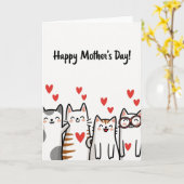 Moederdag kaart voor kattenliefhebbers (Gele Bloem)