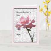 Moederdag Kaart voor mam met roze Rose (Gele Bloem)