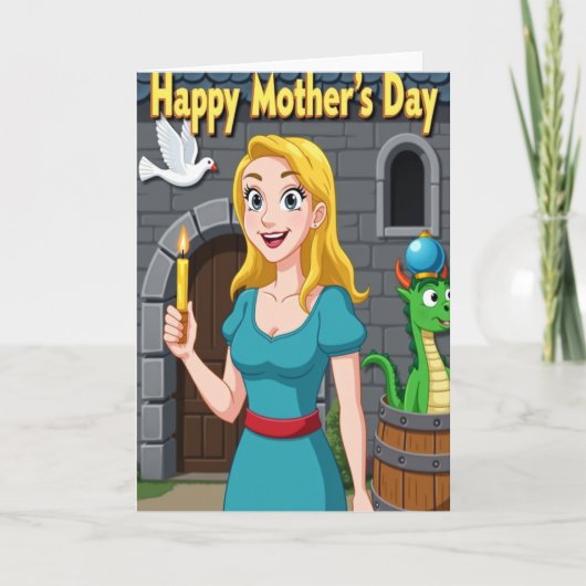 Moederdag kaart voor mama met gouden haar (Voorkant)
